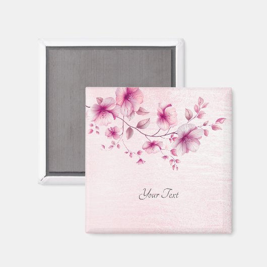 Farbrosa Blume Magnet (Vorderseite/Rückseite)