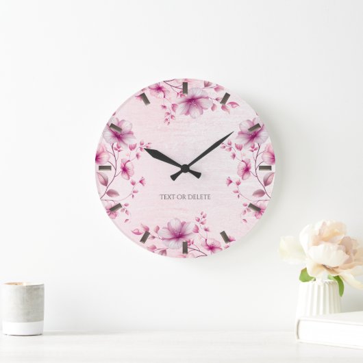 Farbrosa Blume Wall Clock Große Wanduhr (Zuhause)