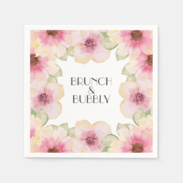 Farbrosa Blumenbrunch & Bubbly Serviette