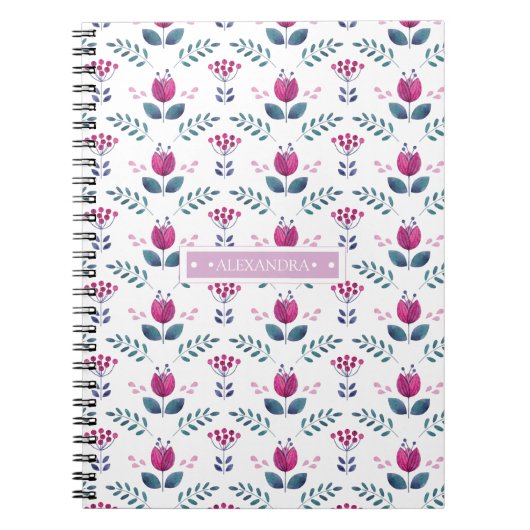 Farbrosa Blumendesign Notizblock (Vorderseite)