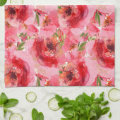 Farbrosa Blumenmuster Geschirrtuch (Gefaltet)