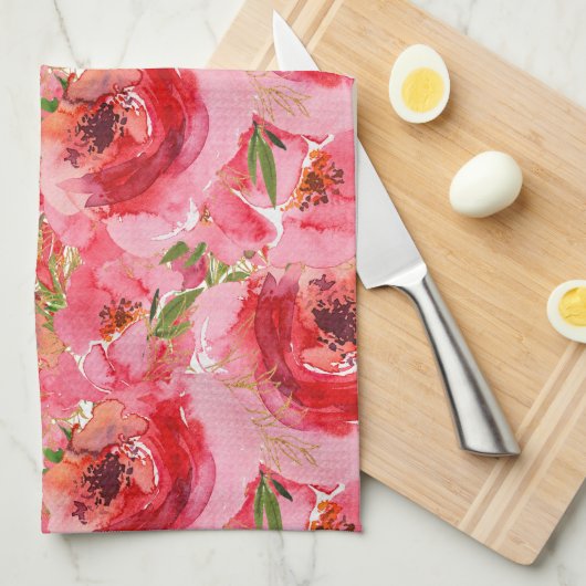 Farbrosa Blumenmuster Geschirrtuch (Viertel Falte)