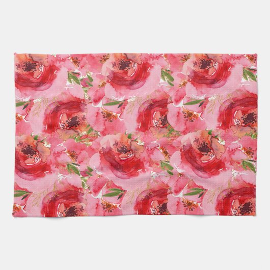 Farbrosa Blumenmuster Geschirrtuch (Horizontal)