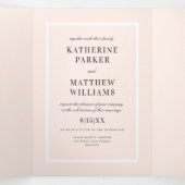 Farbrosa Border All-in-One-Hochzeit Dreifach Gefaltete Einladung (Innenseite Mitte)