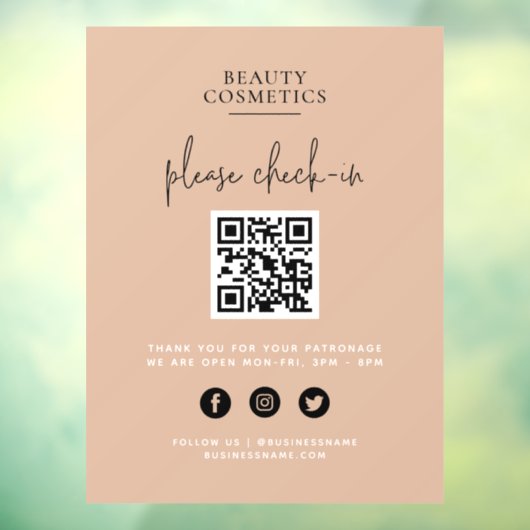 Farbrosa Covid Karo-In oder Payment QR Code Fensteraufkleber (Blatt 3)