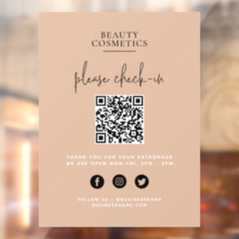 Farbrosa Covid Karo-In oder Payment QR Code Fensteraufkleber