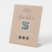 Farbrosa Covid Karo-In oder Payment QR Code Sockelschild (Vorderseite)