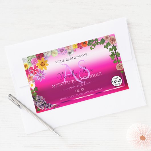 Farbrosa Farbmarkierungen Monogramm-Logo Rechteckiger Aufkleber (Umschlag)