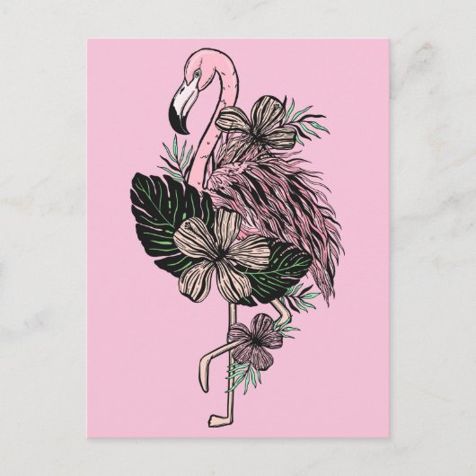 Farbrosa Flamingo Postkarte (Vorderseite)