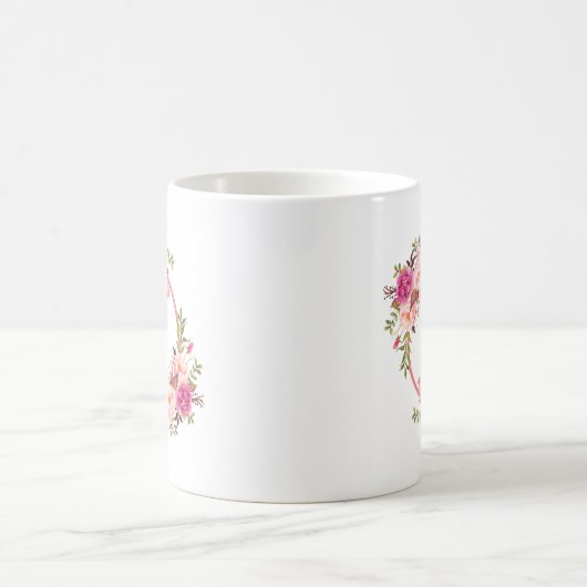 Farbrosa Floral Monogramm Kaffeetasse (Mittel)