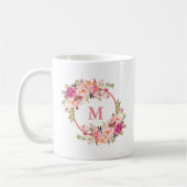 Farbrosa Floral Monogramm Kaffeetasse (Links)