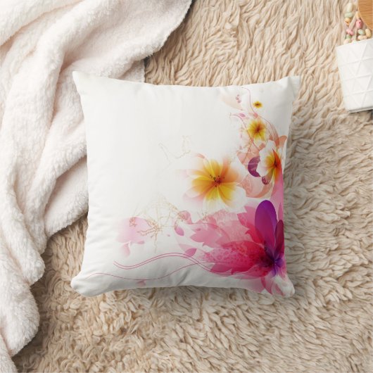 Farbrosa, florales Muster, Drehkissen Kissen (Decke)