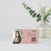 Farbrosa Foto Monogram Realtor QR Code Visitenkarte (Stehend Vorderseite)