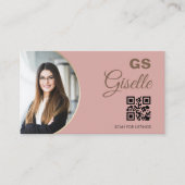 Farbrosa Foto Monogram Realtor QR Code Visitenkarte (Vorderseite)