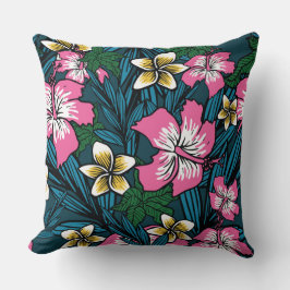 Farbrosa gelb Aquamarines polynesisches Blumenkiss Kissen