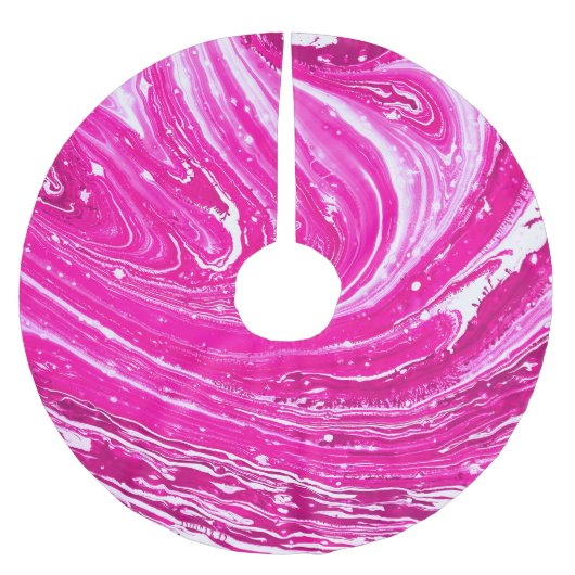 Farbrosa gemischte Hintergrundfarbe. Polyester Weihnachtsbaumdecke (Vorderseite)
