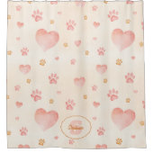 Farbrosa Herz- und Druckmuster Duschvorhang (Vorderseite)