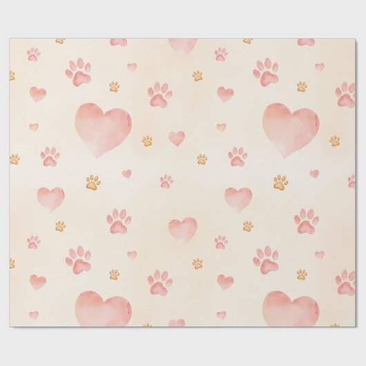 Farbrosa Herz- und Druckmuster Geschenkpapier (Flach)