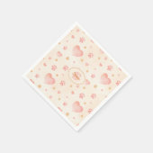 Farbrosa Herz- und Druckmuster Serviette (Ecke)