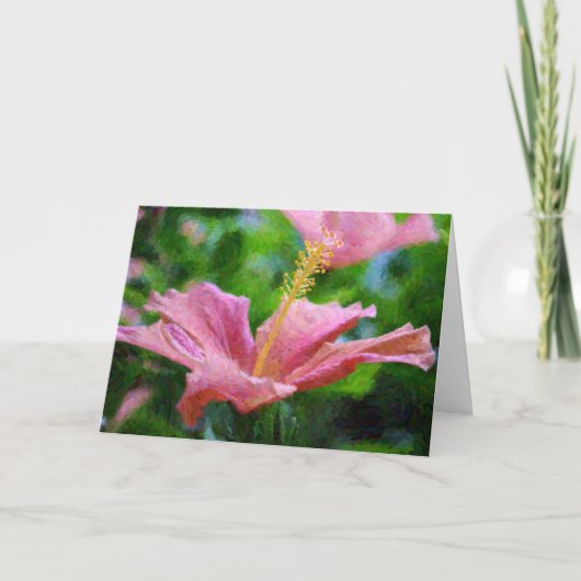 Farbrosa Hibisken Blume Künstlerische Note Card Karte (Vorderseite)