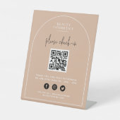 Farbrosa Karo Covid oder Payment QR Code Sockelschild (Vorderseite)