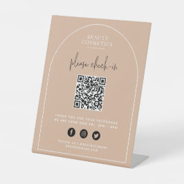 Farbrosa Karo Covid oder Payment QR Code Sockelschild