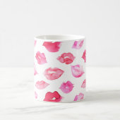 Farbrosa Lippenmuster Makeup Branding Kaffeetasse (Mittel)