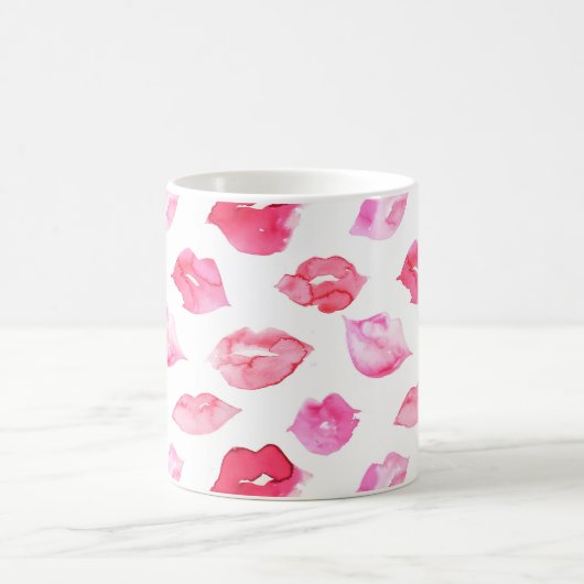 Farbrosa Lippenmuster Makeup Branding Kaffeetasse (Mittel)
