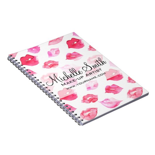 Farbrosa Lippenmuster Makeup Branding Notizblock (Rechte Seite)