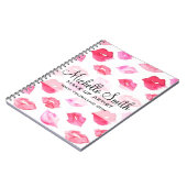Farbrosa Lippenmuster Makeup Branding Notizblock (Linke Seite)