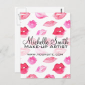 Farbrosa Lippenmuster Makeup Branding Postkarte (Vorne/Hinten)