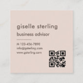 Farbrosa Monogramm QR-Code Minimalistisch Quadratische Visitenkarte (Rückseite)