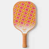 Farbrosa Orangefarbenes Abstraktes Retro-Muster Pickleball Schläger (Vorderseite)