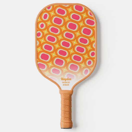 Farbrosa Orangefarbenes Abstraktes Retro-Muster Pickleball Schläger (Vorderseite)