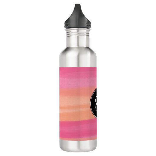 Farbrosa Orangenpinsel Schlaganfälle Monogramm Edelstahlflasche (Links)