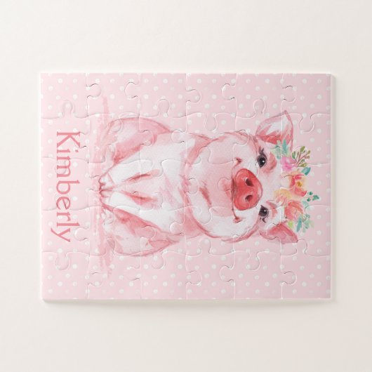 Farbrosa Pink mit Name Puzzle (Horizontal)