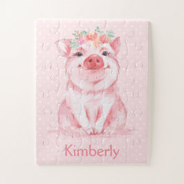 Farbrosa Pink mit Name Puzzle