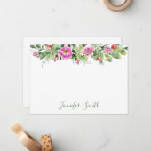 Farbrosa Rosen - Blumenarrangements Mitteilungskarte (Vorderseite/Rückseite Beispiel)