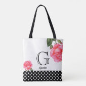 Farbrosa Rosen Blumenrosen Monogramm Tasche (Rückseite)