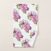 Farbrosa Rosen Bouquet Blumenvorlage Badhandtuch Set (Handtuch)
