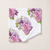 Farbrosa Rosen Bouquet Blumenvorlage Badhandtuch Set (Waschlappen)