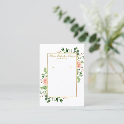 Farbrosa Rosen Gold Earring Display Card Visitenkarte (Stehend Vorderseite)
