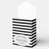 Farbrosa Rosen Schwarz-weiße Streifen Muster Geschenkschachtel (Geöffnet)