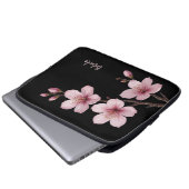 Farbrosa Schwarzer Kirschblossom Monogramm Laptopschutzhülle (Vorne Knopf)