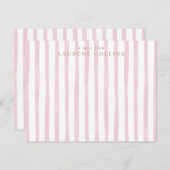 Farbrosa Streifen Elegante Note Card Mitteilungskarte (Vorne/Hinten)