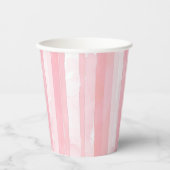 Farbrosa Streifen Pappbecher (Vorderseite)