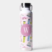 Farbrosa Tennismuster Monogramm Trinkflasche (Vorne)
