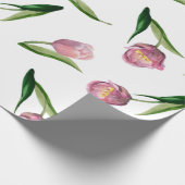 Farbrosa Tulips Nahtloses Muster Geschenkpapier (Ecke)