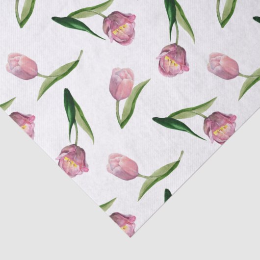 Farbrosa Tulips Nahtloses Muster Seidenpapier (Ausschnitt)