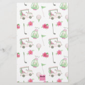 Farbrosa und grüner Golfkart Monogram Wappen Briefpapier (Rückseite)